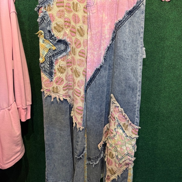 🌟SALE 054 BlueVelvet Star Patchwork Chambray Pants FIRM - Picture 10 of 11